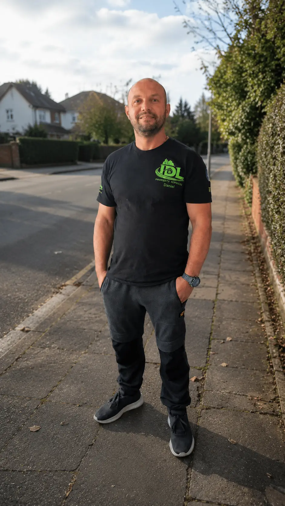 Daniel, founder of IDL Property Services, in branded uniform