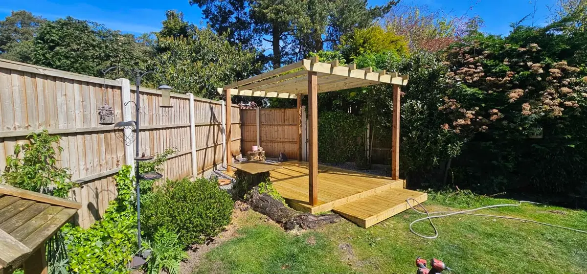 Garden pergola & decking completed by IDL Property Services
